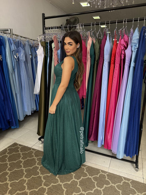 VESTIDO TRES LISTRAS PLISSADO